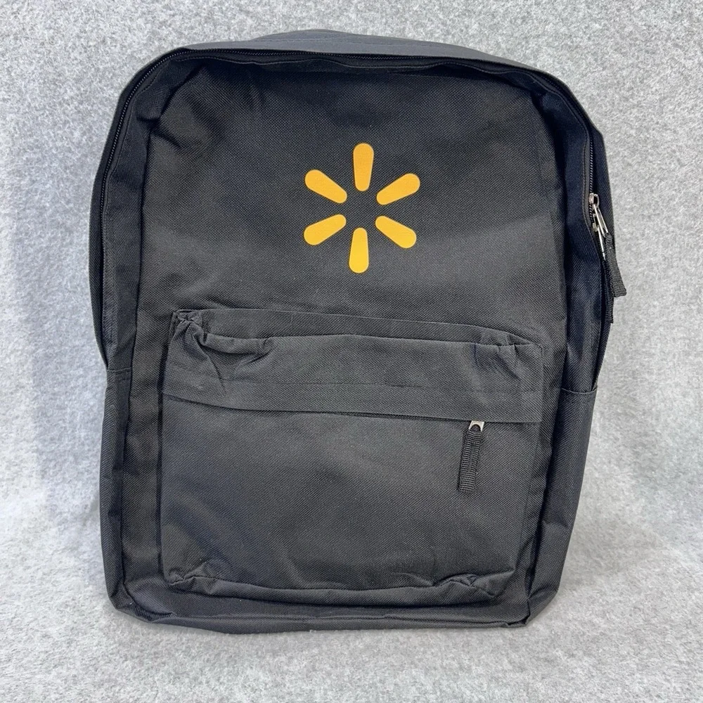 Walmart Logo Black Backpack Bookbag Daypack School Travel Bag Polyester